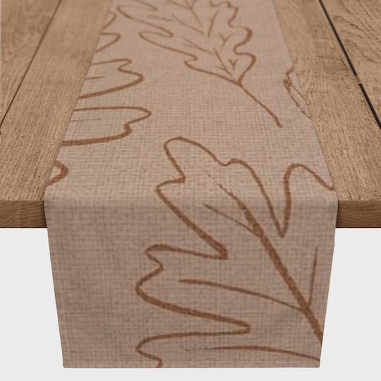 72'' Dusty Rose Large Leaf Pattern Cotton Twill Runner